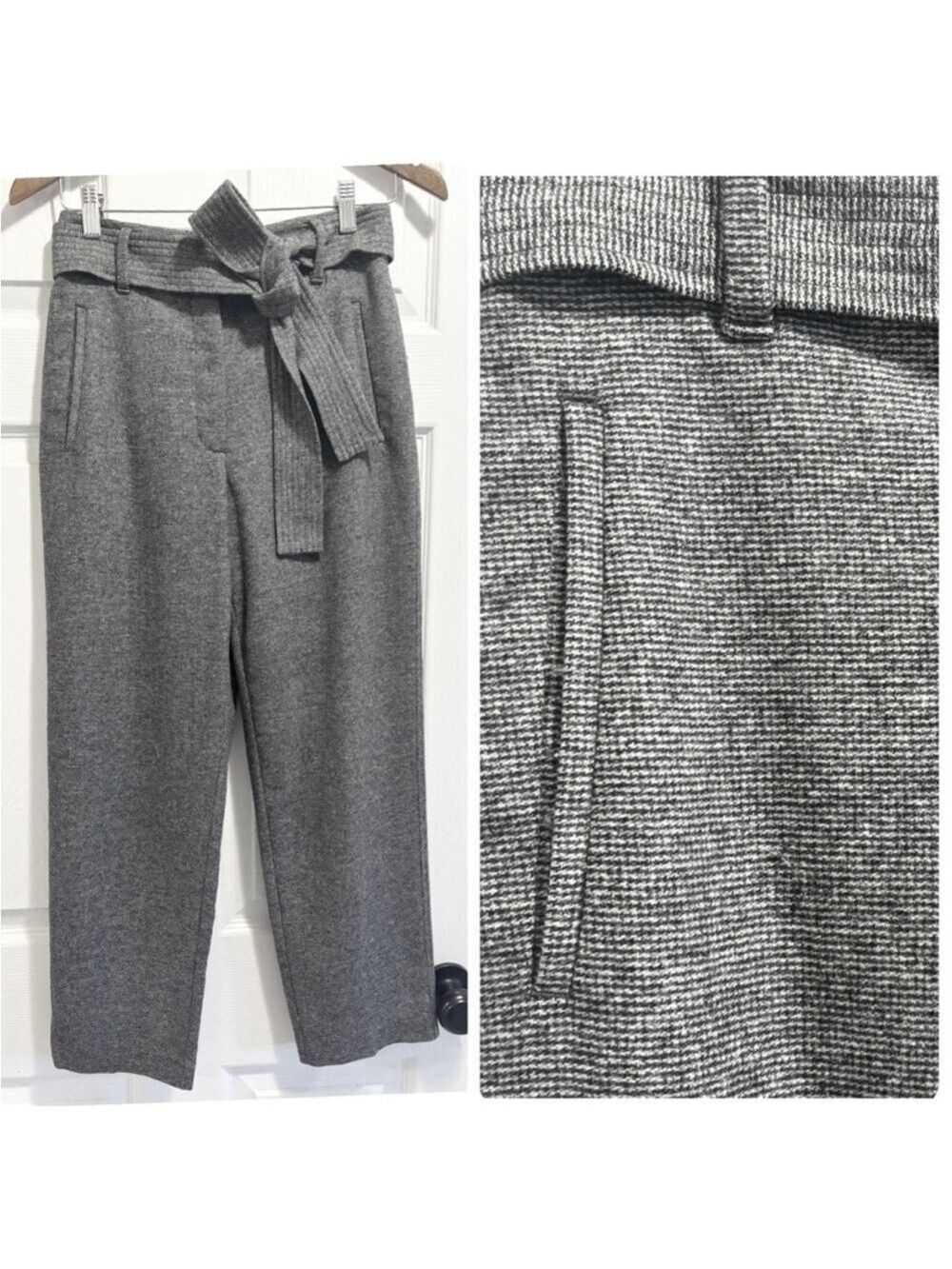 Aritzia Wilfred Jallade Tie Front Pants Grey Wool Cashmere Blend Trousers Size 2